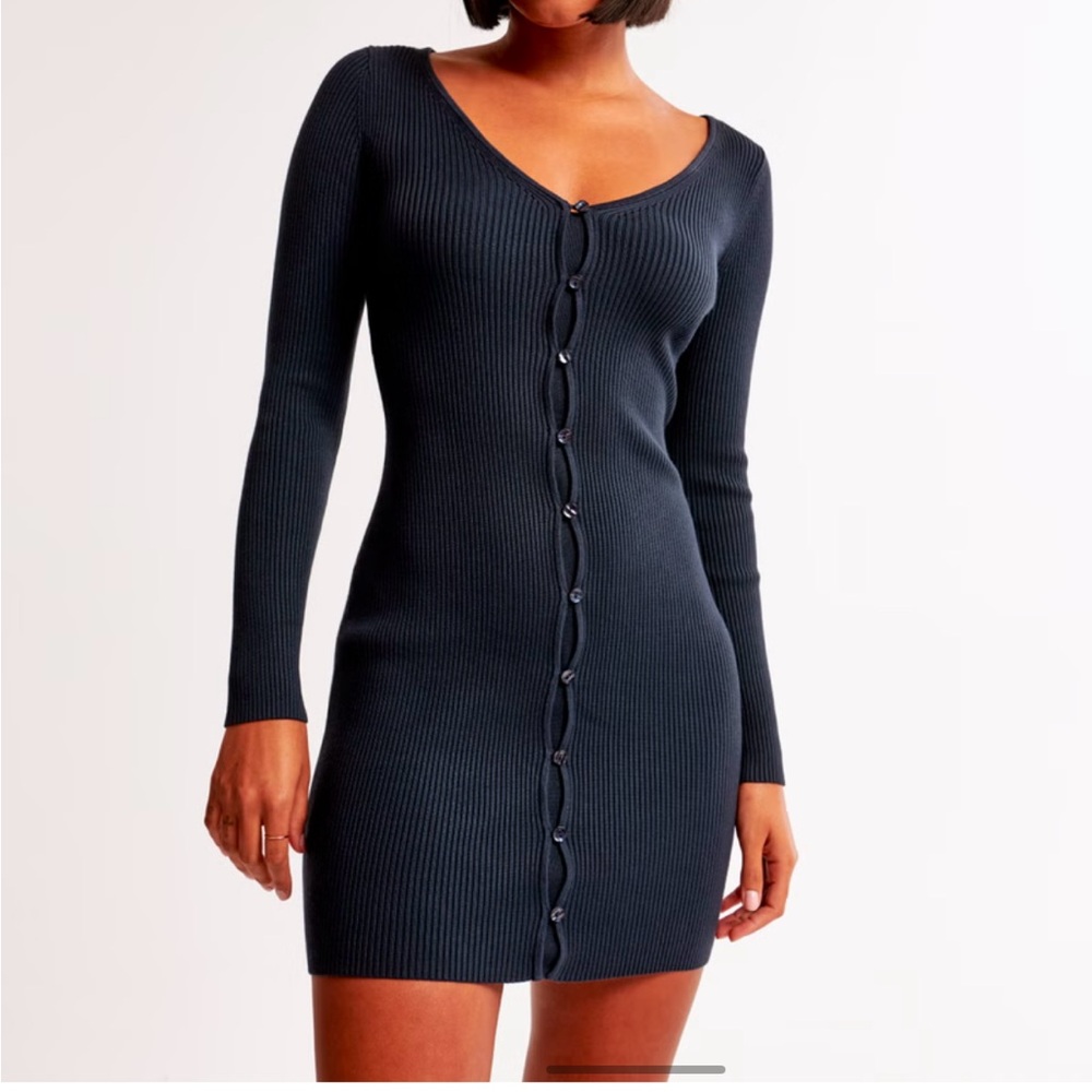 Abercrombie and fitch Long-Sleeve Deep-V Mini Sweater Dress